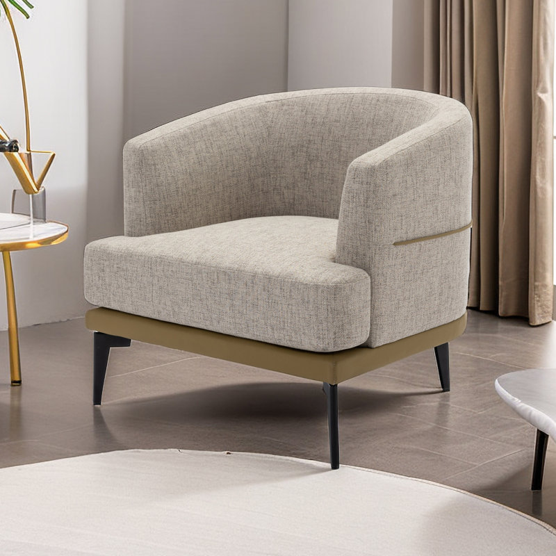 Kherington Upholstered Barrel Chair, Green Faux Leather