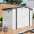 Metal Outdoor Shed, 8X6 Ft, Pitched Roof, Waterproof, One Window, Two Lockable Doors, White + Gray, With Skylight For Natural Garden Storage Ventilation Holes At Bottom-128881015