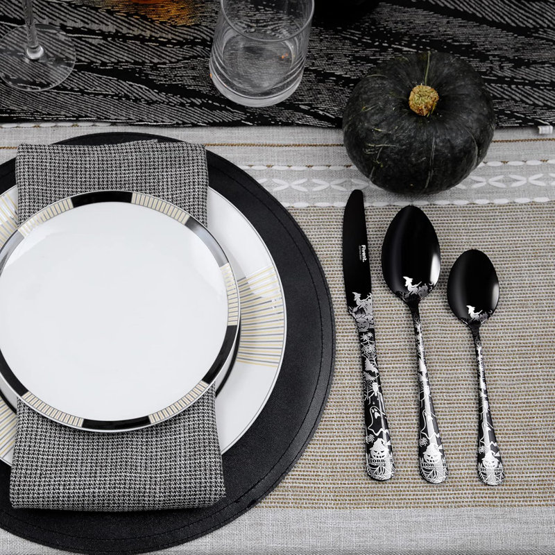 Ensemble de couverts noirs - couverts en acier inoxydable 20 pièces avec vernis miroir, va au lave-vaisselle, vaisselle durable pour la cuisine à domicile