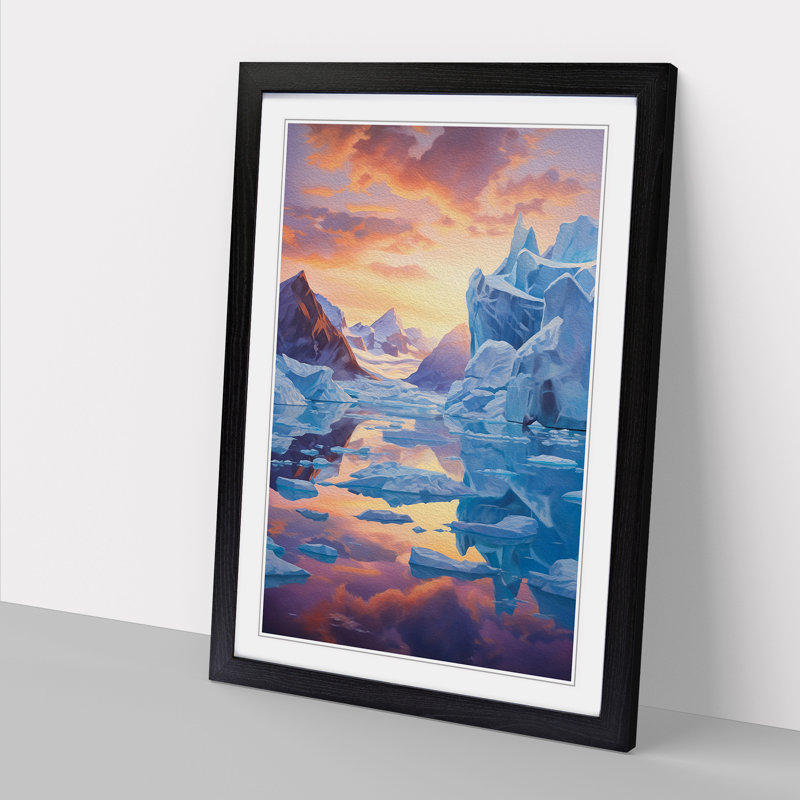 Glacier Impressionism - Framed Print, 34cm H x 25cm W x 2cm D, Black