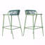 Ensemble de 2 tabourets de bar d'extérieur, structure en aluminium d'une hauteur de siège de 29 po avec dossier tissé en corde festonné-556889822