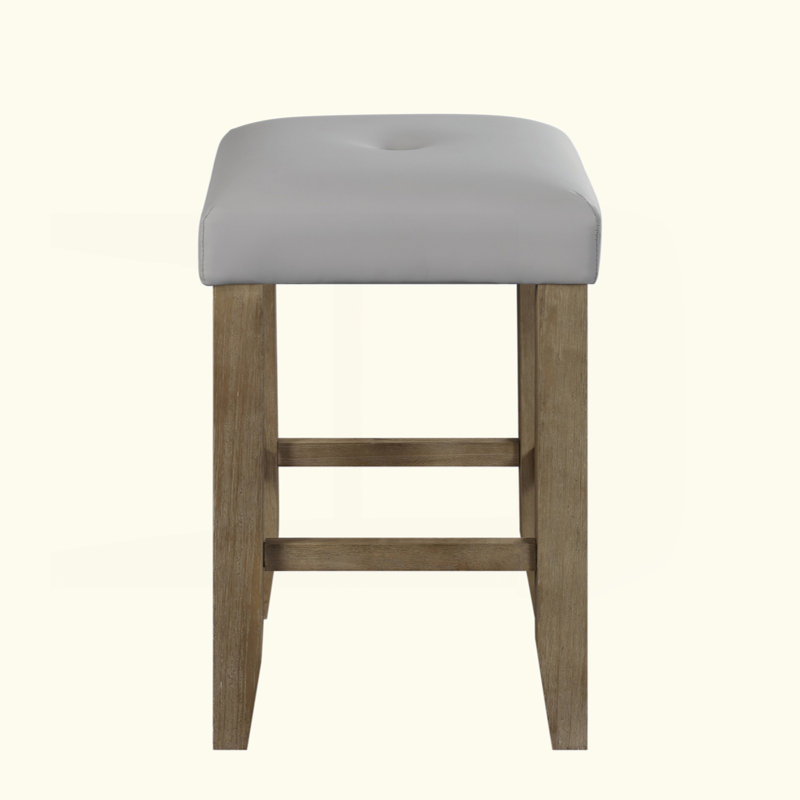 Tabouret à hauteur de comptoir Charnell en cuir synthétique gris et chêne (ensemble de 2)