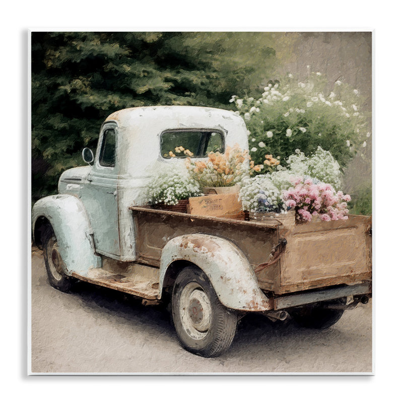 Stupell Industries Country Florals In Truck Wall Plaque Art Design By LSR Design Studio