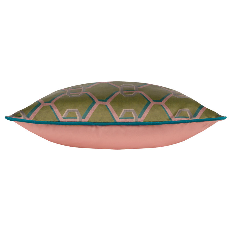 Stina Geometric Square Throw Cushion, Green