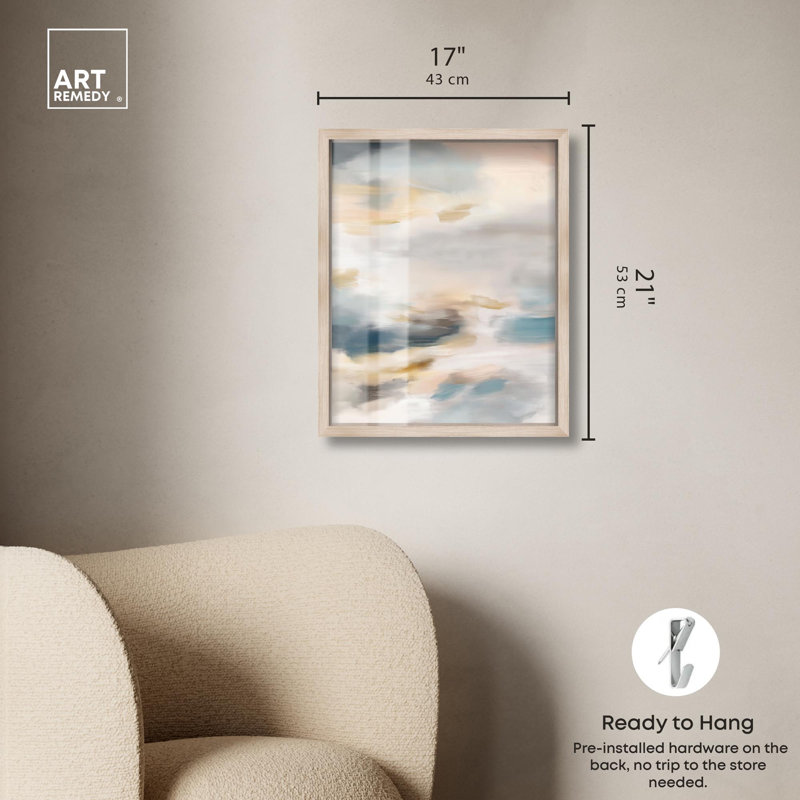 «Gilded Gorge I Shadowbox Print» par Art Remedy, H 21 po x l 17 po, Crème, crème