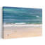 Blue Waves Golden Sand Peaceful Serene Tranquil Coastal Wall Art Print 1 Piece Wrapped Canvas Wall Art-716931001