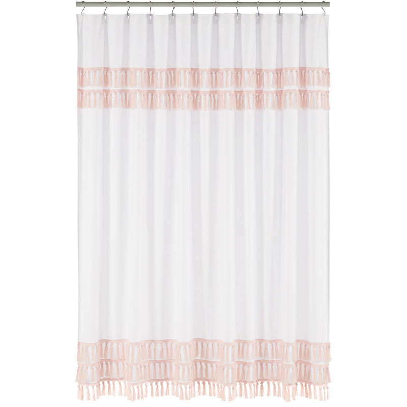 Rideau de douche Boho, Blanc / rosé