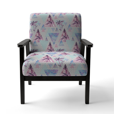 Blue Summer Geometric - Upholstered Patterned Accent Arm Chair