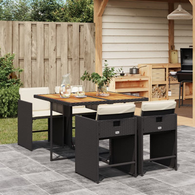 Ensemble repas de patio 5 pièces avec coussins en polyester gris Latitude Run®