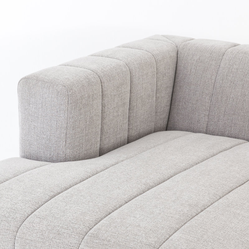 Langham Modular Chaise Sectional, Left Hand Facing, Light Gray Napa Sandstone Polyester, Black