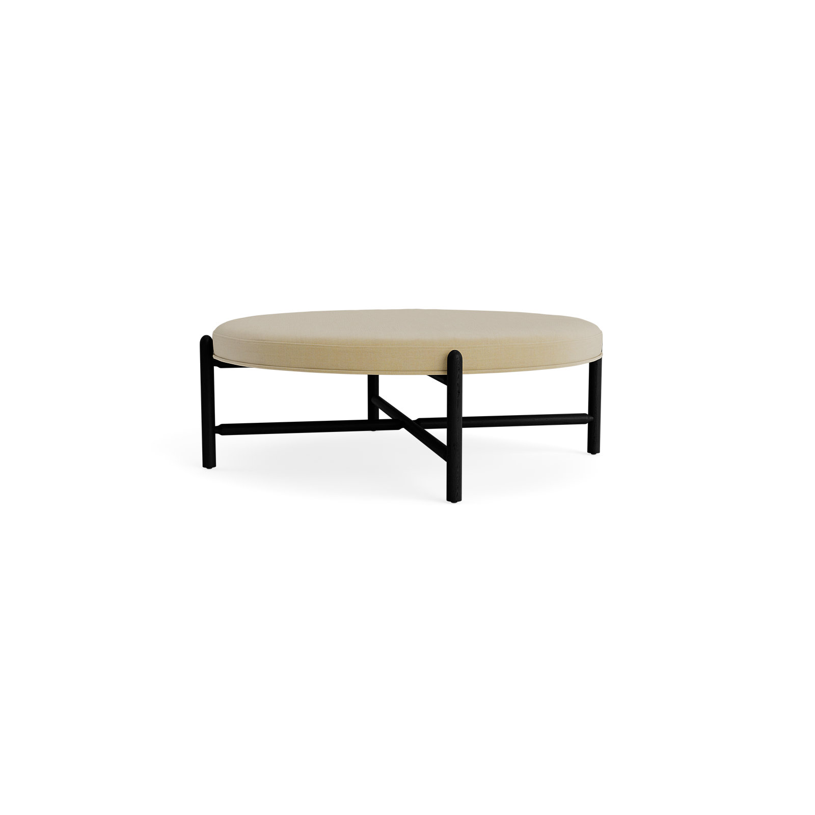 Vane 48" Round Ottoman, Black, Khaki