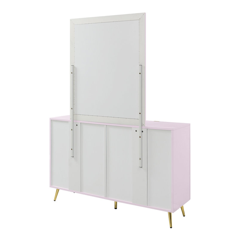 Gaines Mirror In Pink High Gloss