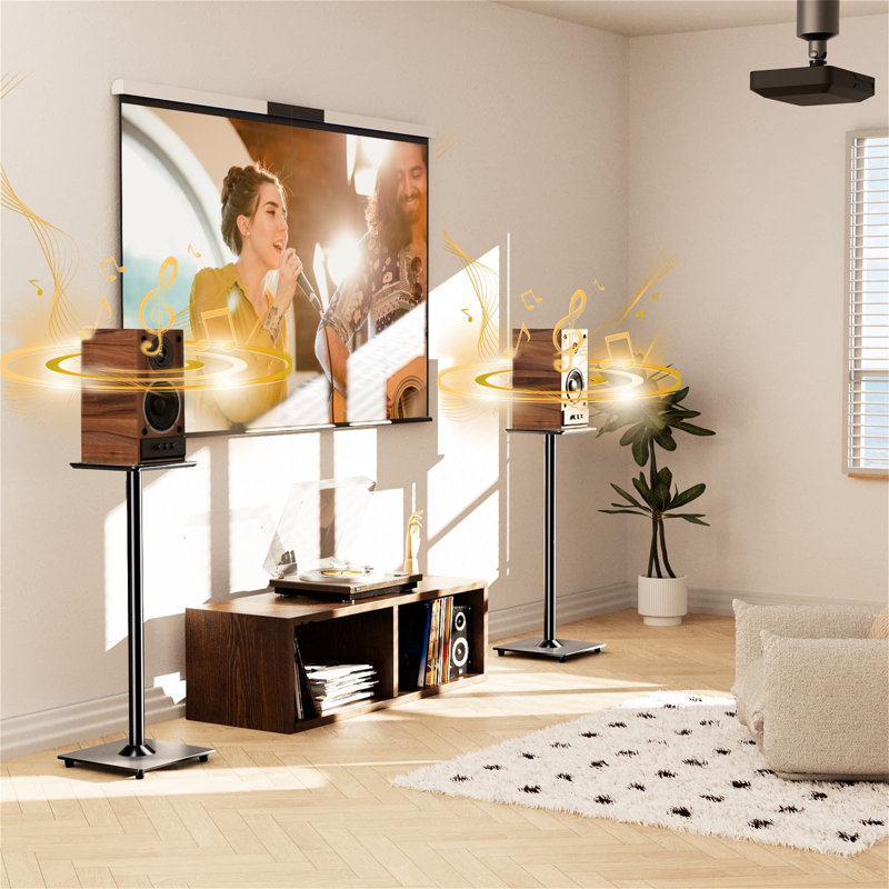 78.5cm Universal Fixed Height Speaker Stand For Surround Sound, 785Mm Height Floor Speaker Stand For Satellites Up To 10KG, Bookshelf Speaker Stand With 2 Types Of Foot Pads, Cable Management,1 Pair