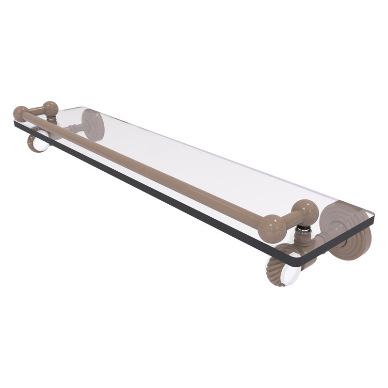 Tablette en verre avec accents torsadés, collection Pacific Grove, H 3,5 po x l 22 po x P 5,5 po, Beige ombré