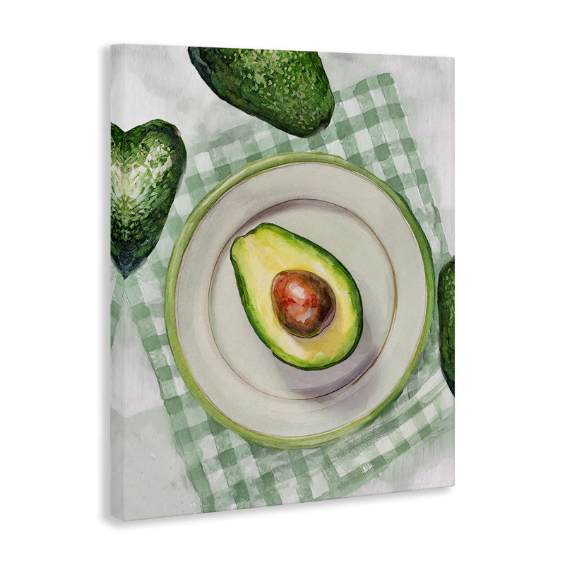 Délicieuse avocat sur toile tendue, design par Lil 'Rue, H 20 po x l 16 po