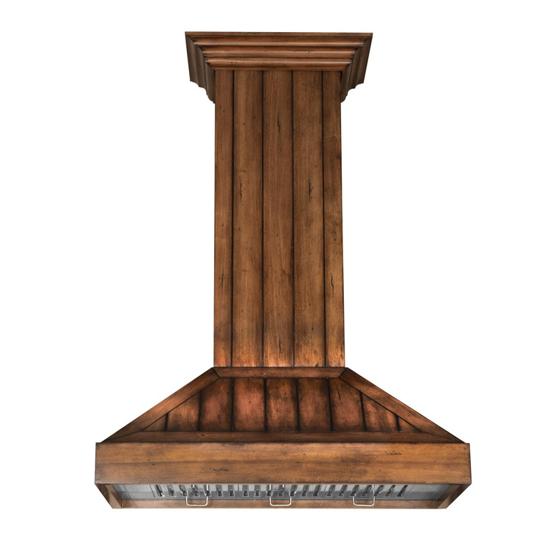Hotte murale en bois ZLINE 30 po - avec moteur, Rustique pâle, 30"