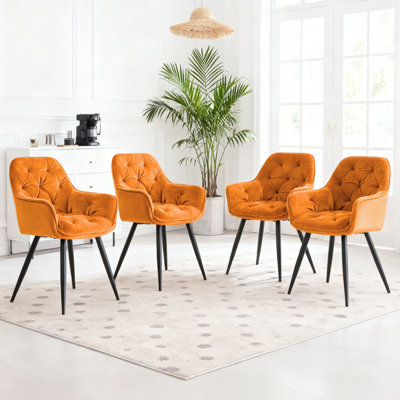 Runkle Upholstered Velvet Dining Chair with Arm