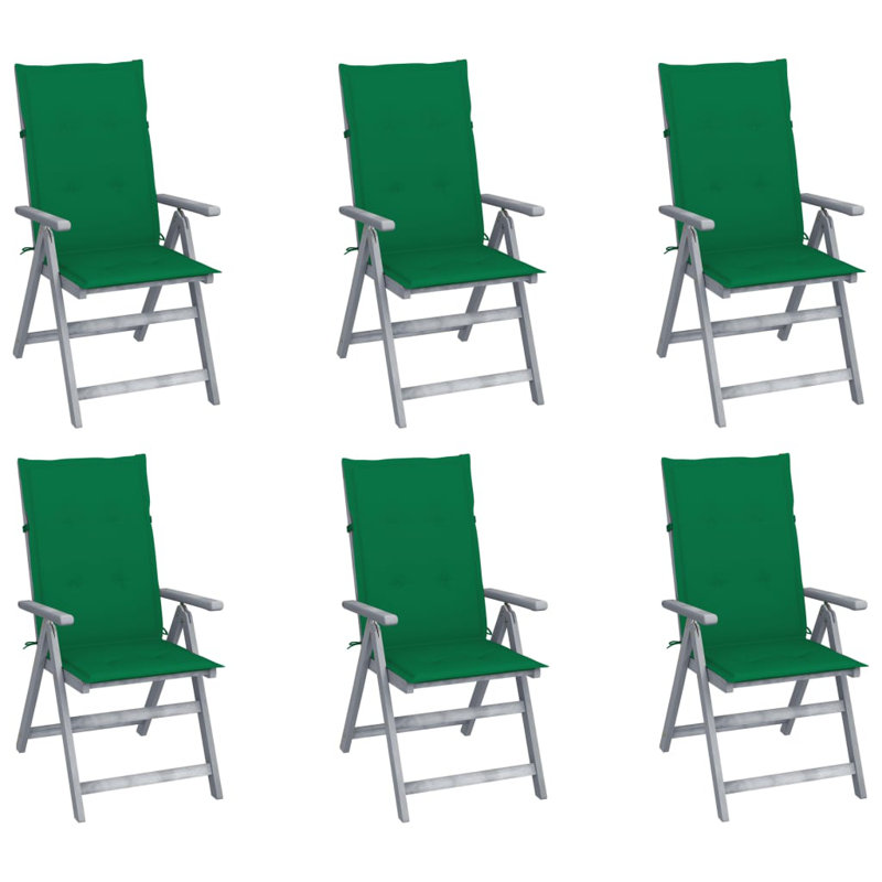 Chaise de patio en acacia avec coussin, Vert