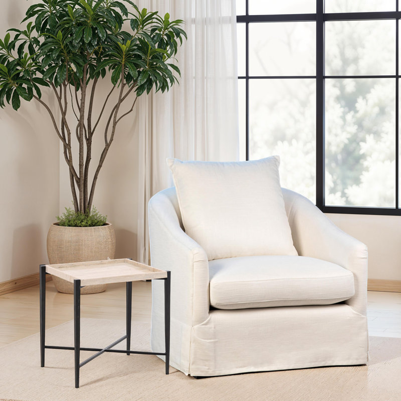 Rice End Table Travertine