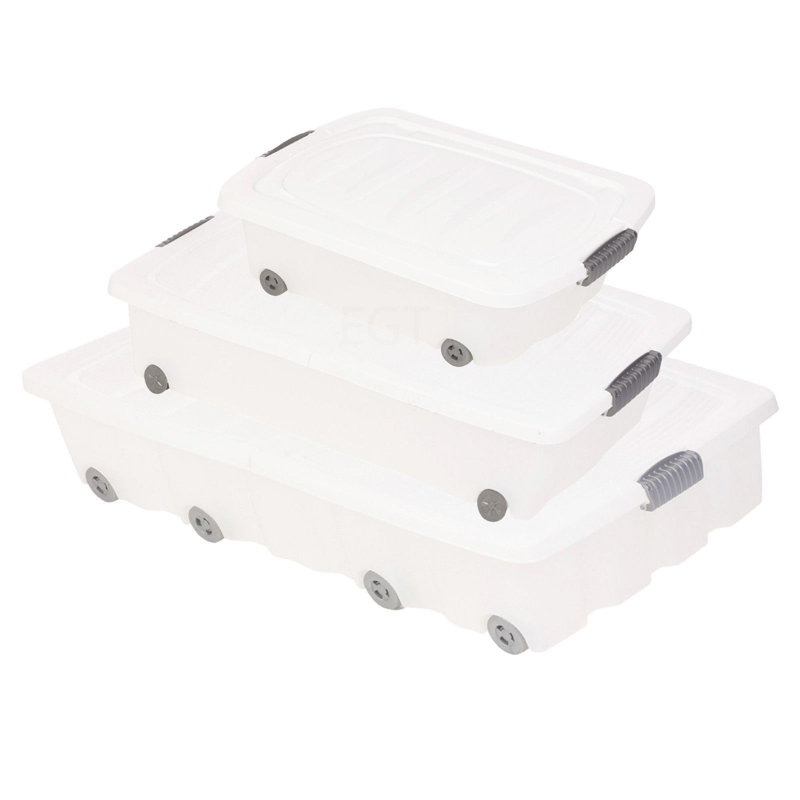 Symple Stuff Plastic Decorative Bin, 17cm H x 60cm W x 39cm D, White