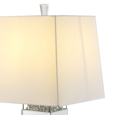 Lampe de table en miroir Eilonwy Glam 30 "avec faux diamants en blanc