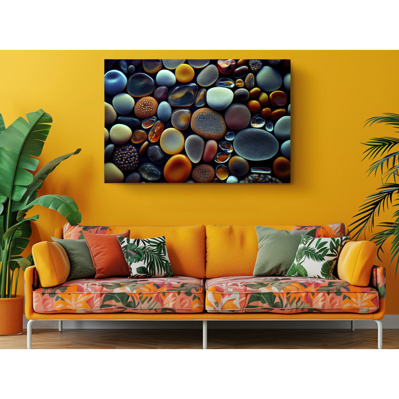 «Colorful Ocean Sea Pebble Texture», impression sur toile, H 16 po x l 24 po x P 1 po