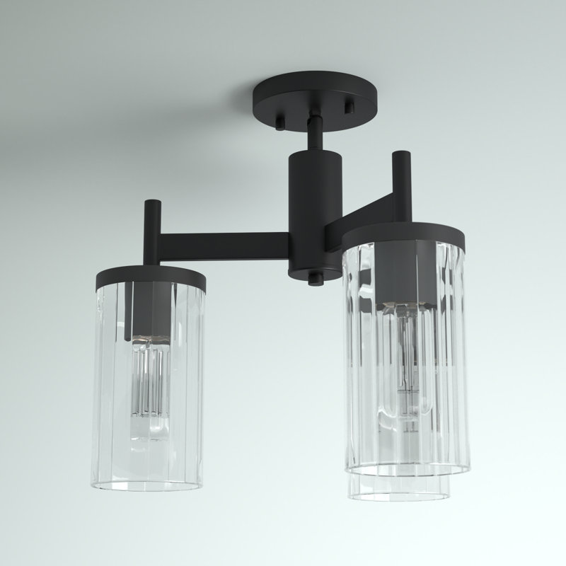 Bertelli Glass Semi Flush Mount, Matte Black