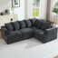 226cm L-Shape Gray Chenille Compression Modular Sectional Sofa, Reconfigurable Deep Seat Corner Couch with Matching Throw Pillows for Apartment Living Room