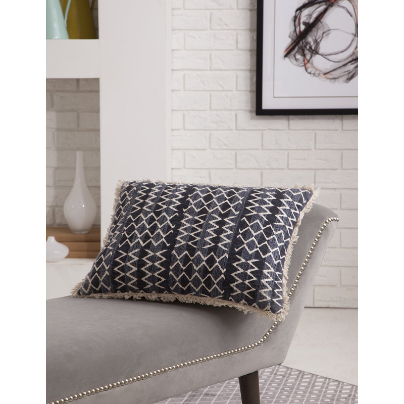 Fringed Cotton Throw Pillow