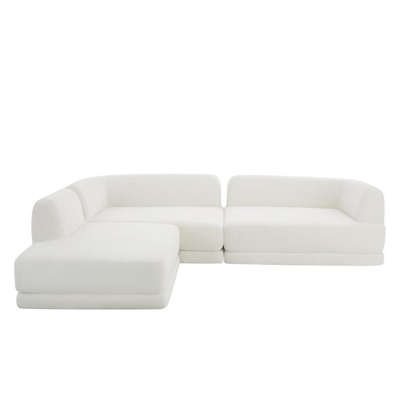 Canapé modulaire moderne en forme de L, Beige Polyester