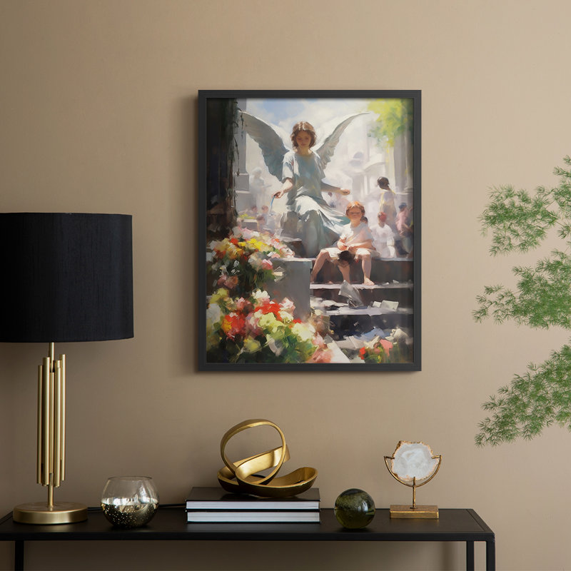 Religious Series CDLXIV, reproduction encadrée - bois massif, 11" H x 9" W, Noir, noir, noir, noir