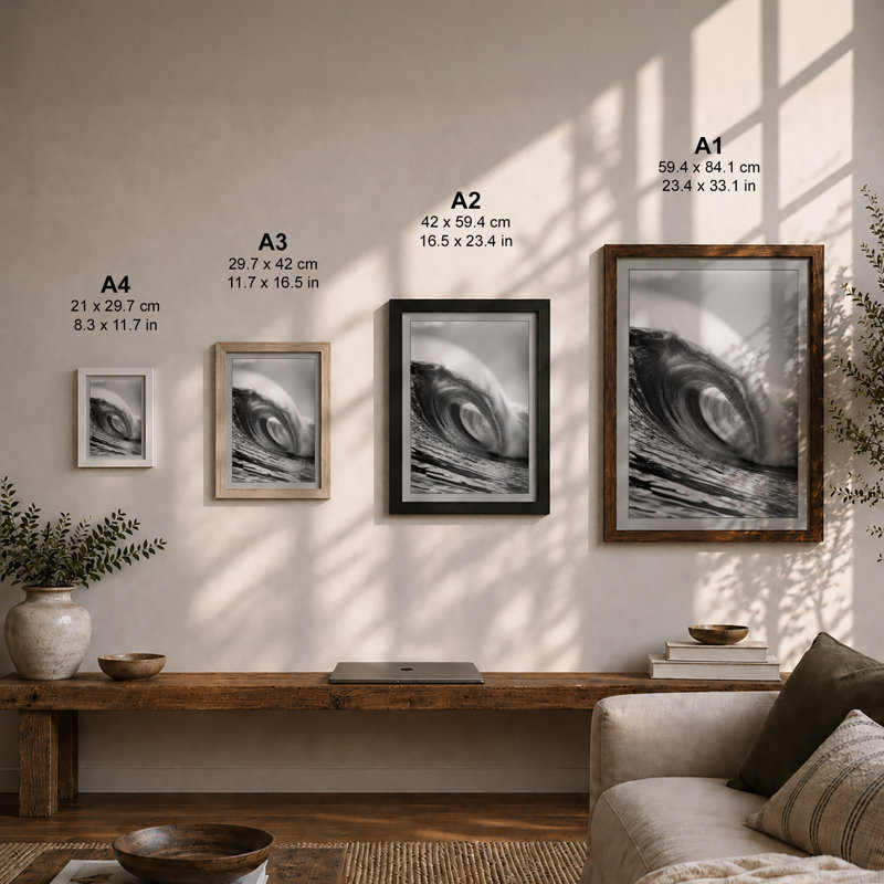 Wave Breaking Coastal - Framed Print, A4 - 29.7 x 21.0 cm, White