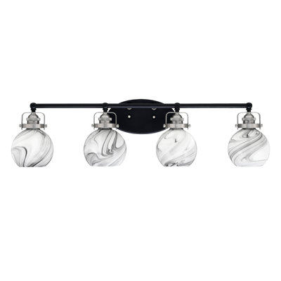 Easton 4 Light Bath Bar With 5.75" Onyx Swirl Glass