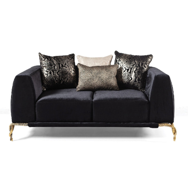 Causeuse Mehalick, Mélange de coton noir