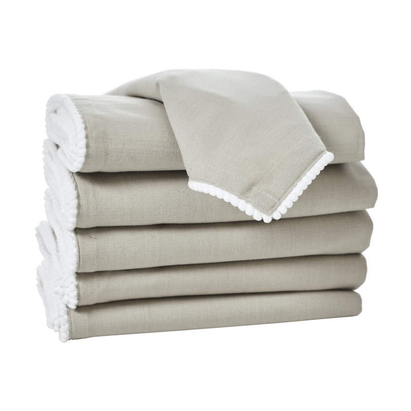 100% Cotton Solid Colour Varied Napkin, Beige & White