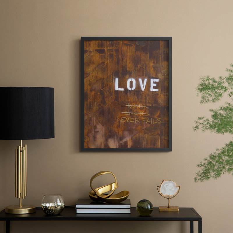 Love Never Fails I Framed Print - Solid Wood, Black, 11" H x 9" W