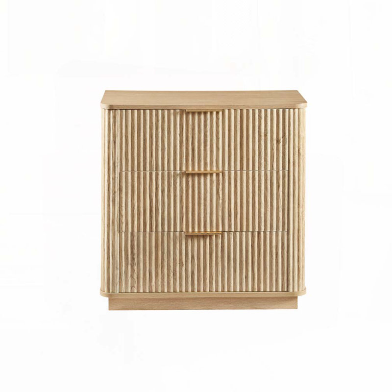 Commode de rangement à 3 tiroirs Wavy Design, Chêne