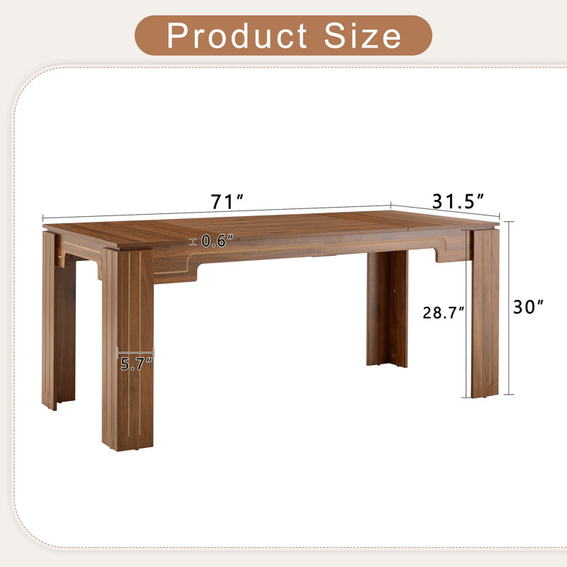 Spacious Dining Tables (table Only, No Chairs, Complete With Top And Legs) Walnut Mdf Modern Home Kitchen