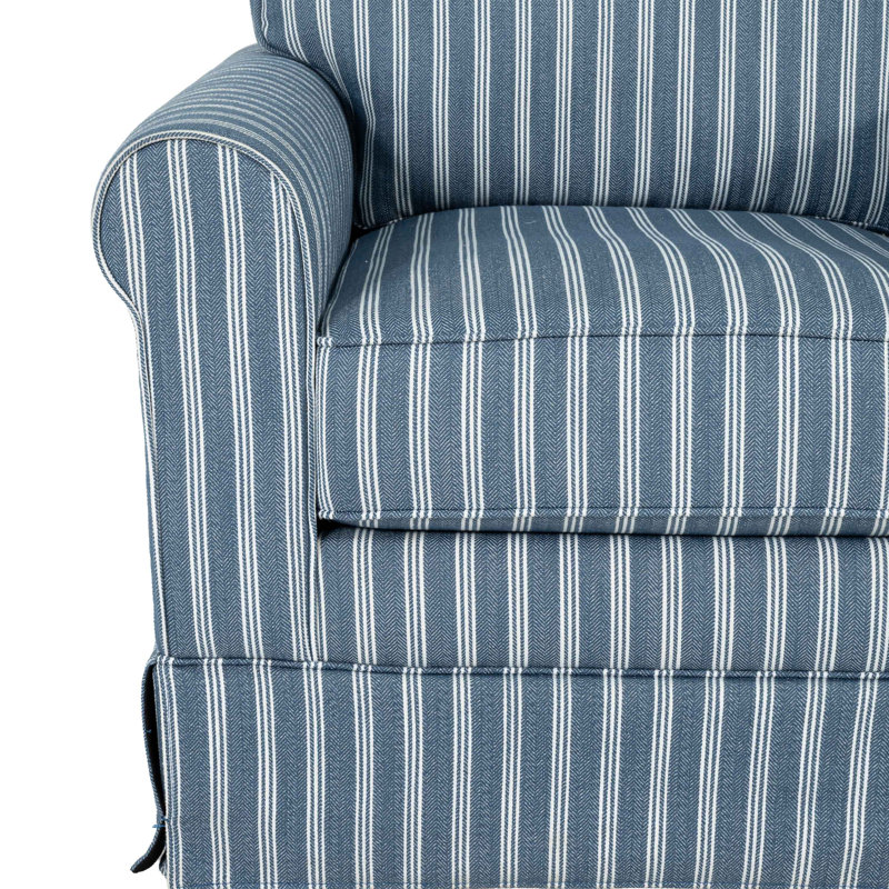 Mariti Skirted 360-Degree Swivel Accent Chair, Blue