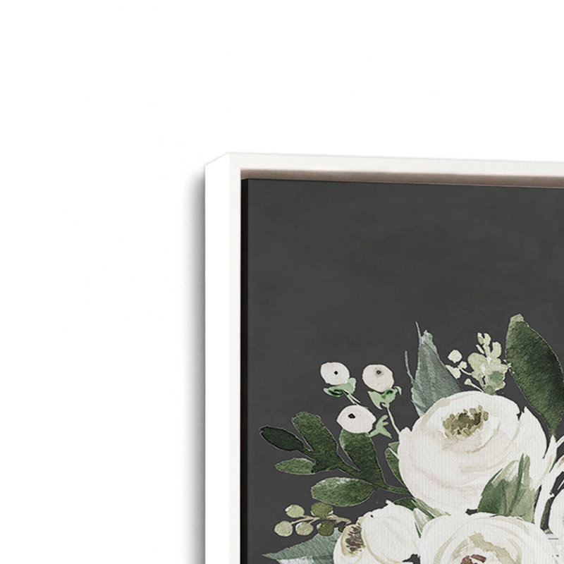 «Thankful Flowers» par Art texturé, Toile avec cadre, L 48 x H 36, Blanc