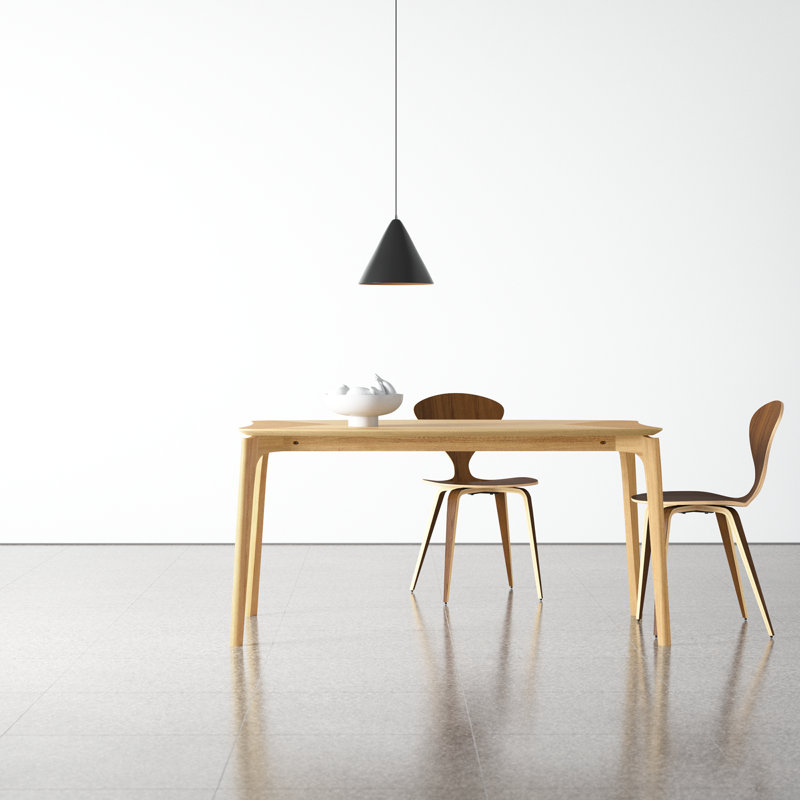 Jennings Solid Wood Base Dining Table, Natural Oak, 35.5" W x 59" L