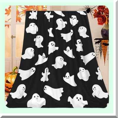 Spooky Snuggle Ghost Throw Blanket - Cozy, Lightweight, Fuzzy Decor for Living Room, Sofa, Couch, Picnic, Camping, Travel - 50" x 60""