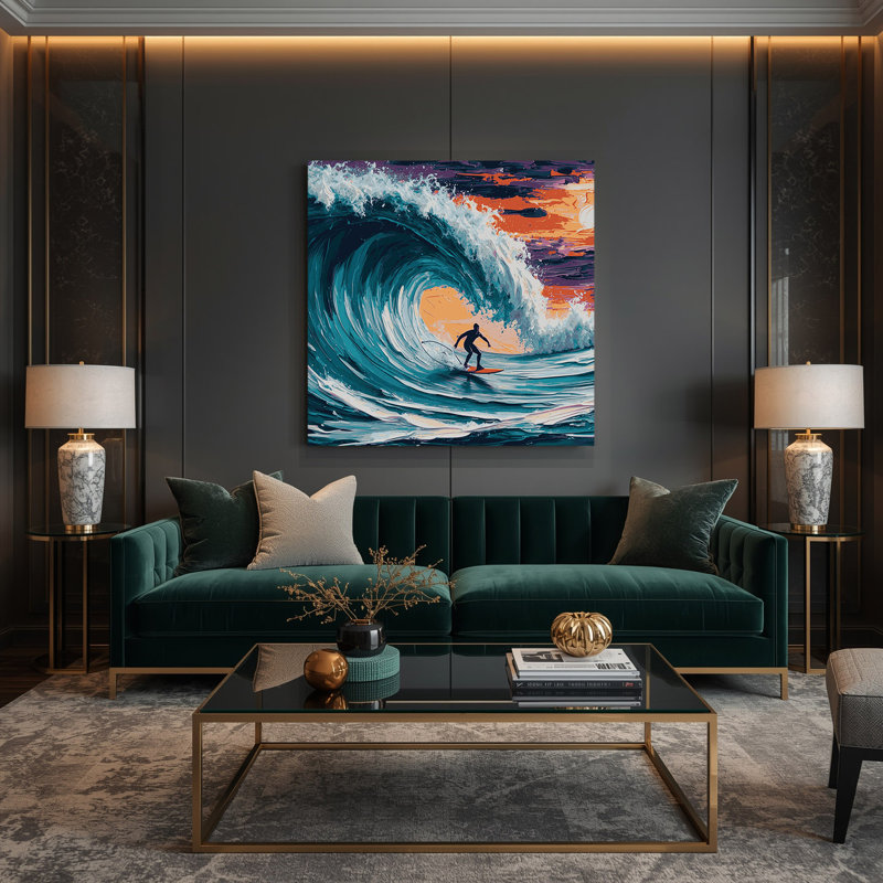 Art mural sur toile Sports Surfing Blue, H 8 po x l 8 po