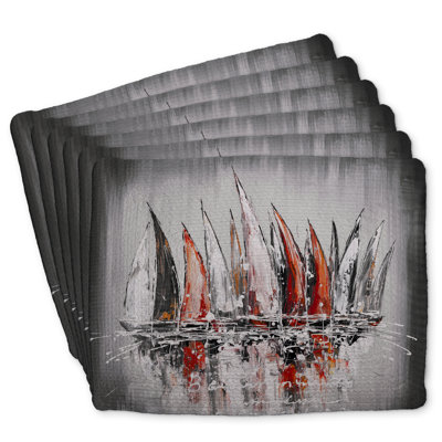 Sailboats Paint Splash Braided Polyester Andaluss - Set of 6