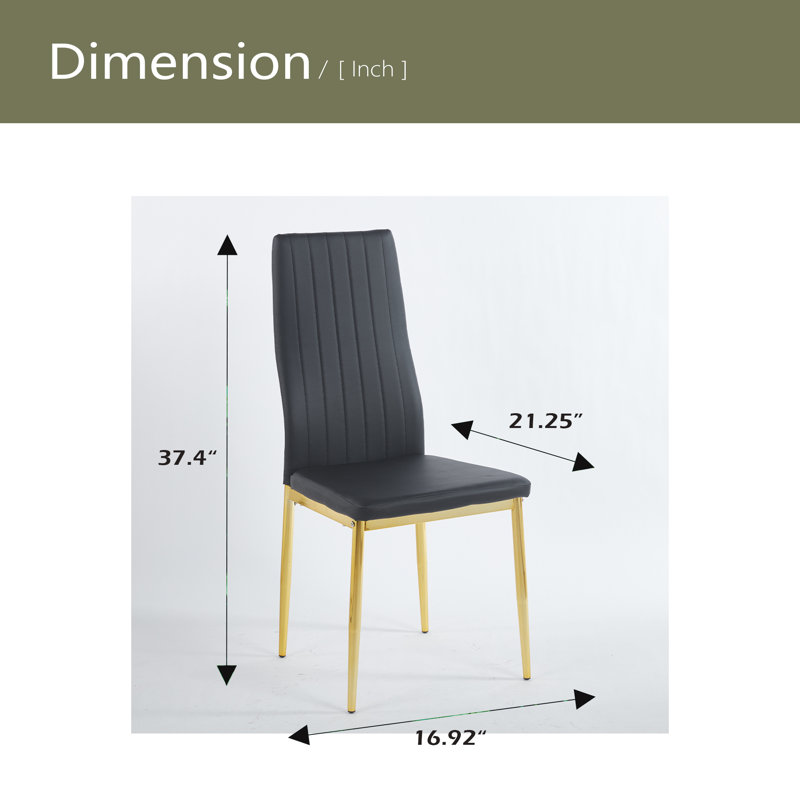 Ensemble de 4 chaises, Noir, Doré