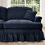 Chenille bleue modulaire à quatre places avec dossier en forme de fleur, accoudoirs évasés et mobile pour différentes configurations de pétales modulaires, jupes amovibles, coussins de siège