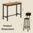 Faux Marble Pub Height Table Set For 2, 3-Piece Rectangular Bar Table And Chairs Set, Space-Saving Counter Height Bistro Table Set With 2 PU Upholstered Stools, Backrest & Footrest For Kitchen, Bistro, Pub, Bar-1230775901