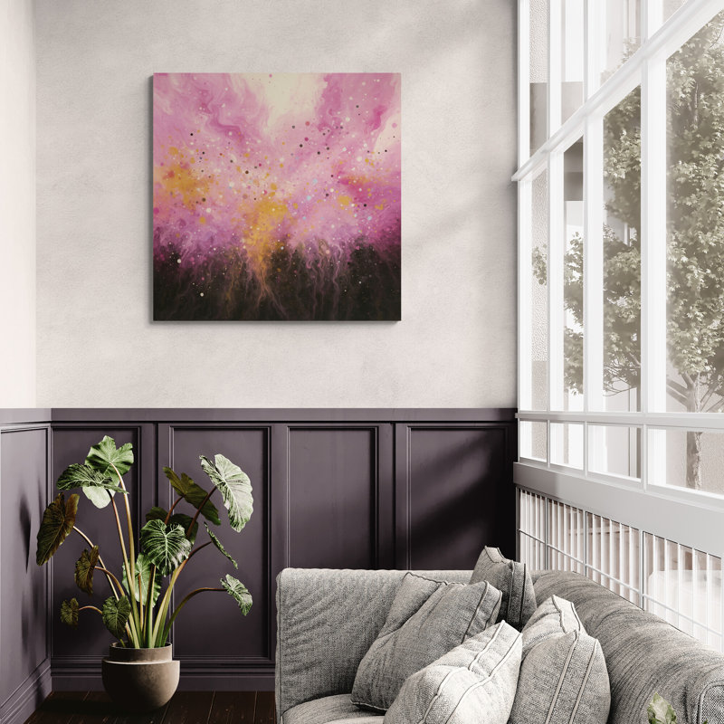 Golden Dustfall Abstract Wall Art - Canvas Framed Print, 30 cm H x 30 cm W