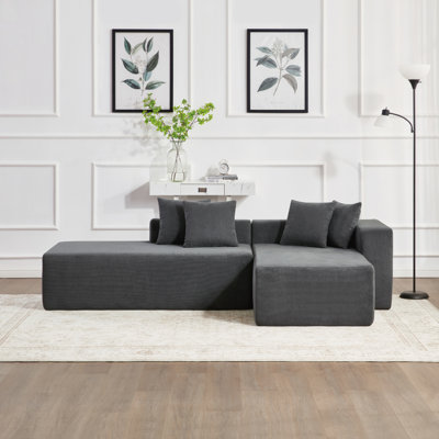 101-Inch L-Shaped Modular Sofa With Deep Seating, No Assembly, High-Density Foam And Steel Springs, Ideal For Living Rooms And Apartments