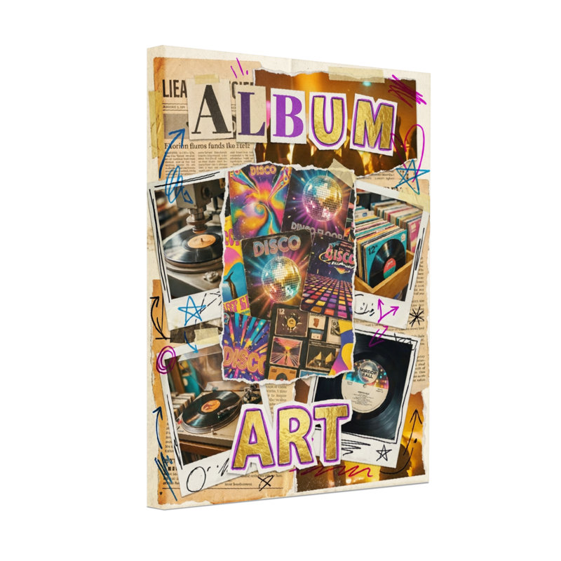 Album de mode, collage, musique, disques vinyles, motif de conception rétro, H 30 po x l 20 po